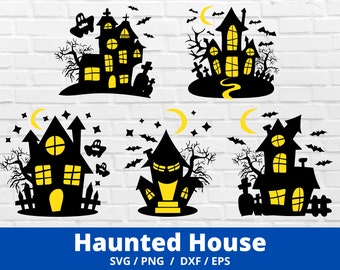 Haunted House Halloween SVG Bundle, Halloween Silhouettes, Cricut, Cricut, Vector