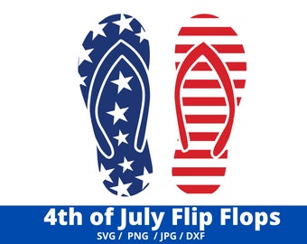 4th of July SVG, Flip Flops SVG, Patriotic SVG, Digital Download, Cut File, Sublimation, Clip Art (svg/png/dxf files)