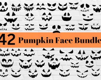 Pumpkin Face Svg Bundle, Jack O Lantern Svg, Halloween Svg Bundle, Pumpkin Svg, Halloween pumpkins faces Png, Pumpkin Face Clipart, Cut File