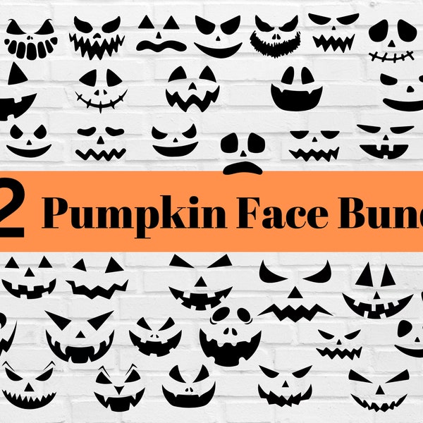 Pumpkin Face Svg Bundle, Jack O Lantern Svg, Halloween Svg Bundle, Pumpkin Svg, Halloween pumpkins faces Png, Pumpkin Face Clipart, Cut File