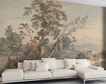 Vintage Sepia Landscape Mural, Removable Wallpaper