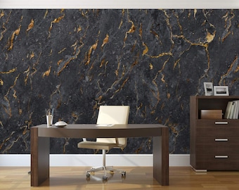 Black Gold Marble Wallpaper: Peel and Stick Mural