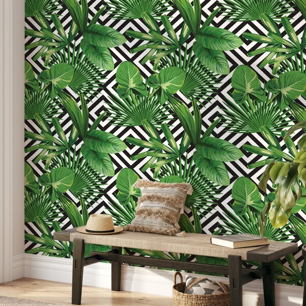 Black and White Palm Wallpaper - Etsy