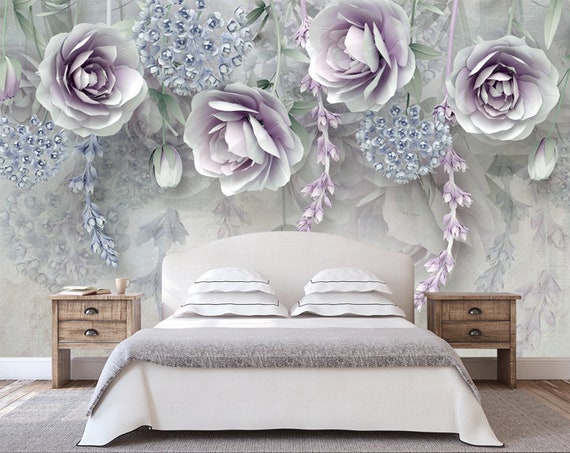 Lavender 3D Flower Mural Wallpaper Non Woven Wallpaper or - Etsy UK Lavender 3D Flower Mural Wallpaper Non Woven Wallpaper or - Etsy UK