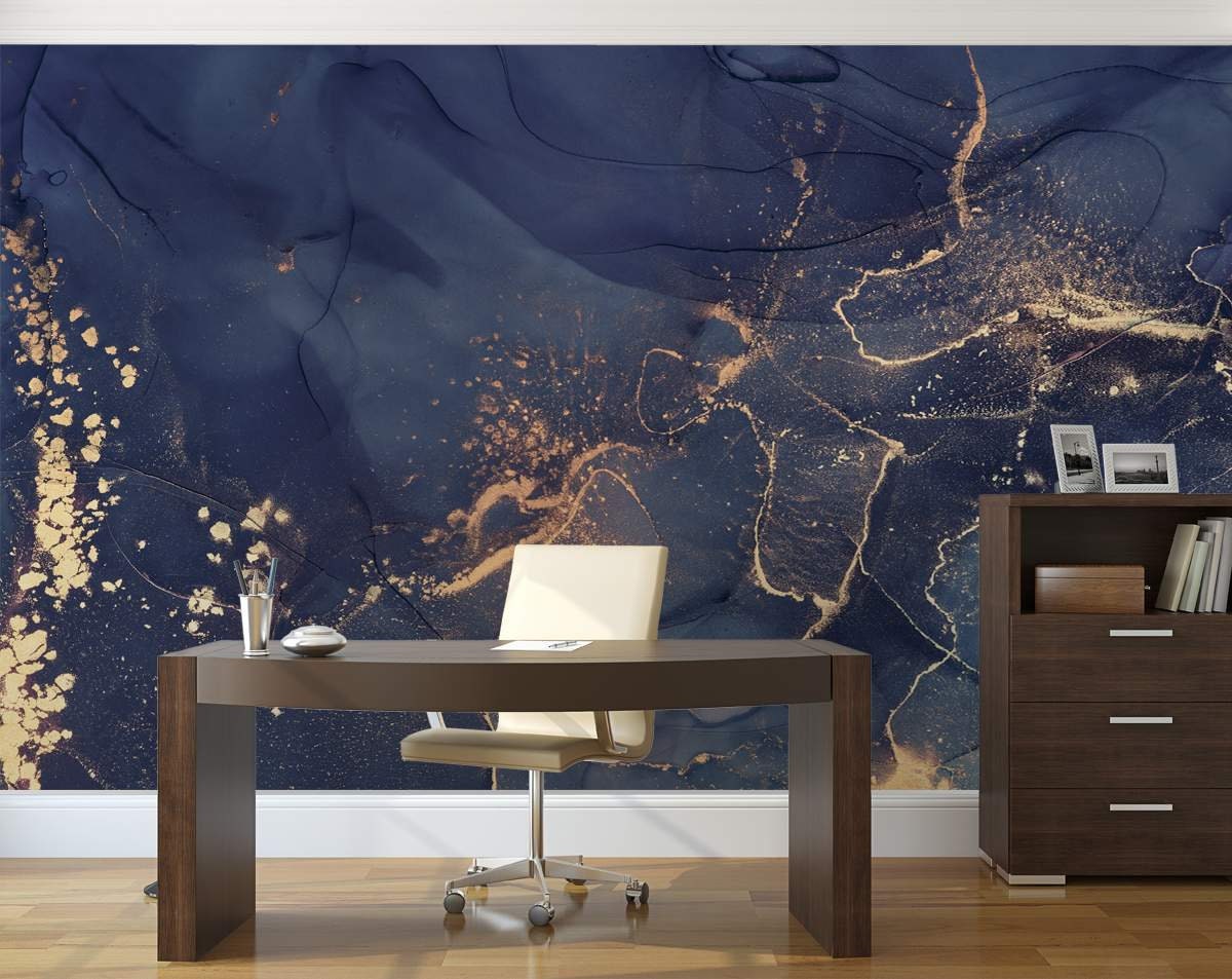 Navy Blue and Gold Marble Wallpaper Wallpaper Mural Peel and - Etsy Navy Blue and Gold Marble Wallpaper Wallpaper Mural Peel and - Etsy