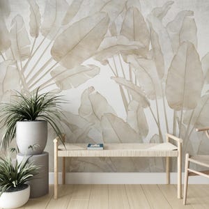 Großes Bananenblatt Wandbild, minimalistische Dschungel Baldachin Tapete, Tropische Wanddeko Schälen und Aufkleben