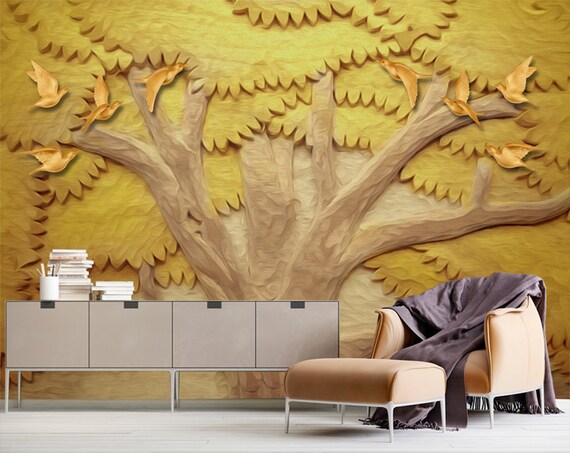 The Banyan Tree and Birds Mural Wallpaper Non Woven - Etsy The Banyan Tree and Birds Mural Wallpaper Non Woven - Etsy