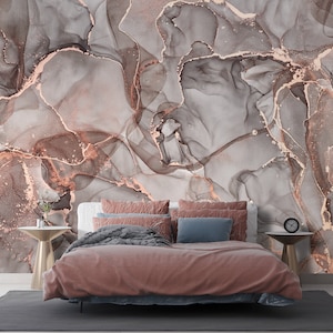 carta da parati in marmo rosa grigio mix, design lussuoso e glamour per la camera da letto, carta da parati in marmo staccabile e attaccabile, carta da parati rimovibile marmorizzata