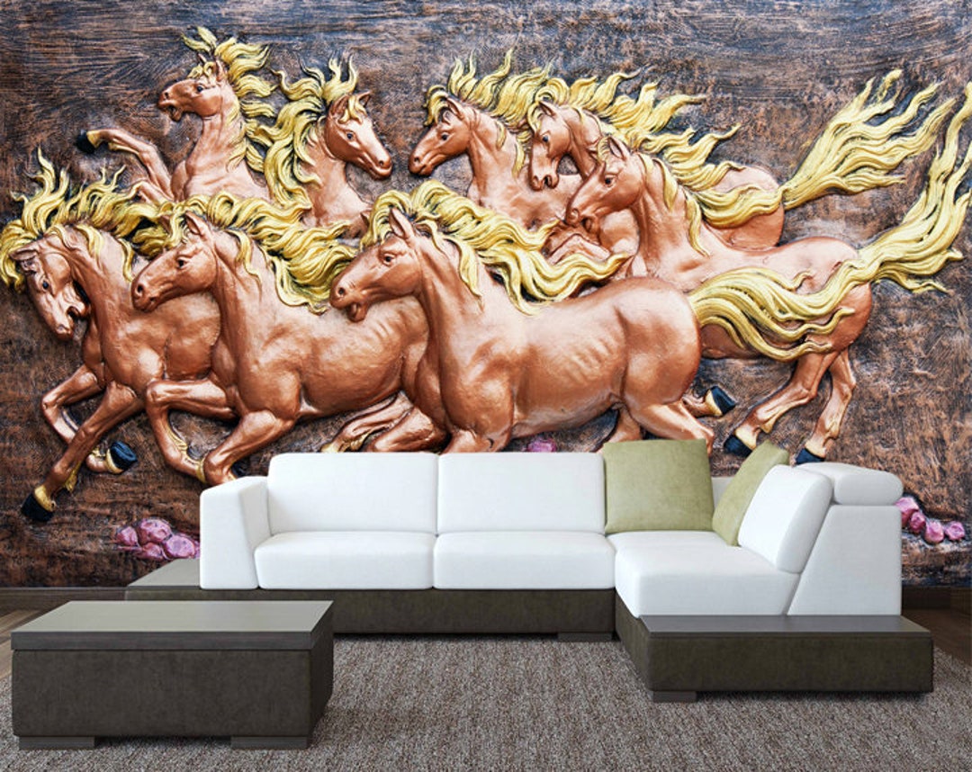 Horses Theme Wall Art Mural Wallpaper | Non Woven Wallpaper or Peel and ...