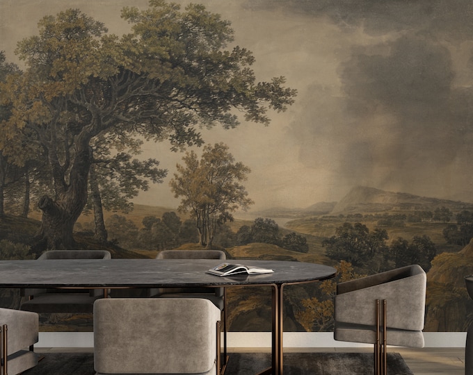 Peaceful Vintage Scenic Wall Mural, Vintage Landscape Wall Mural ...