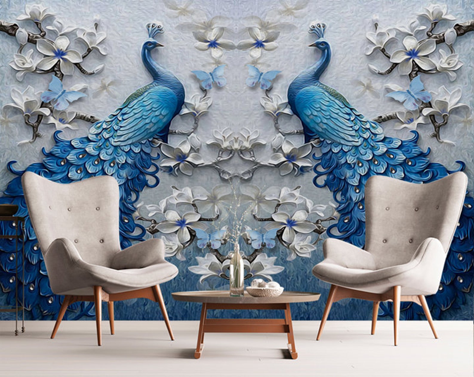Beautiful Peacock Mural Art Mural Wallpaper Non Woven - Etsy UK
