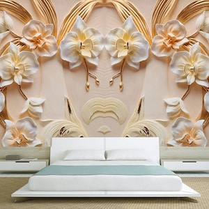 3d Tapete Blumen | Wandkunst | Wandbild Tapete | Vliestapete oder Abzieh- und Aufklebetapete | Wohnzimmer Gestaltung | Schlafzimmer Design