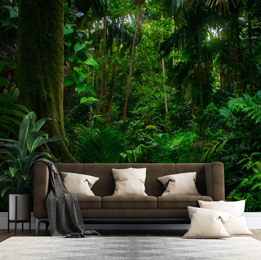 Rainforest Jungle Wallpaper, Tropical Green Peel and Stick Wallpaper - Etsy