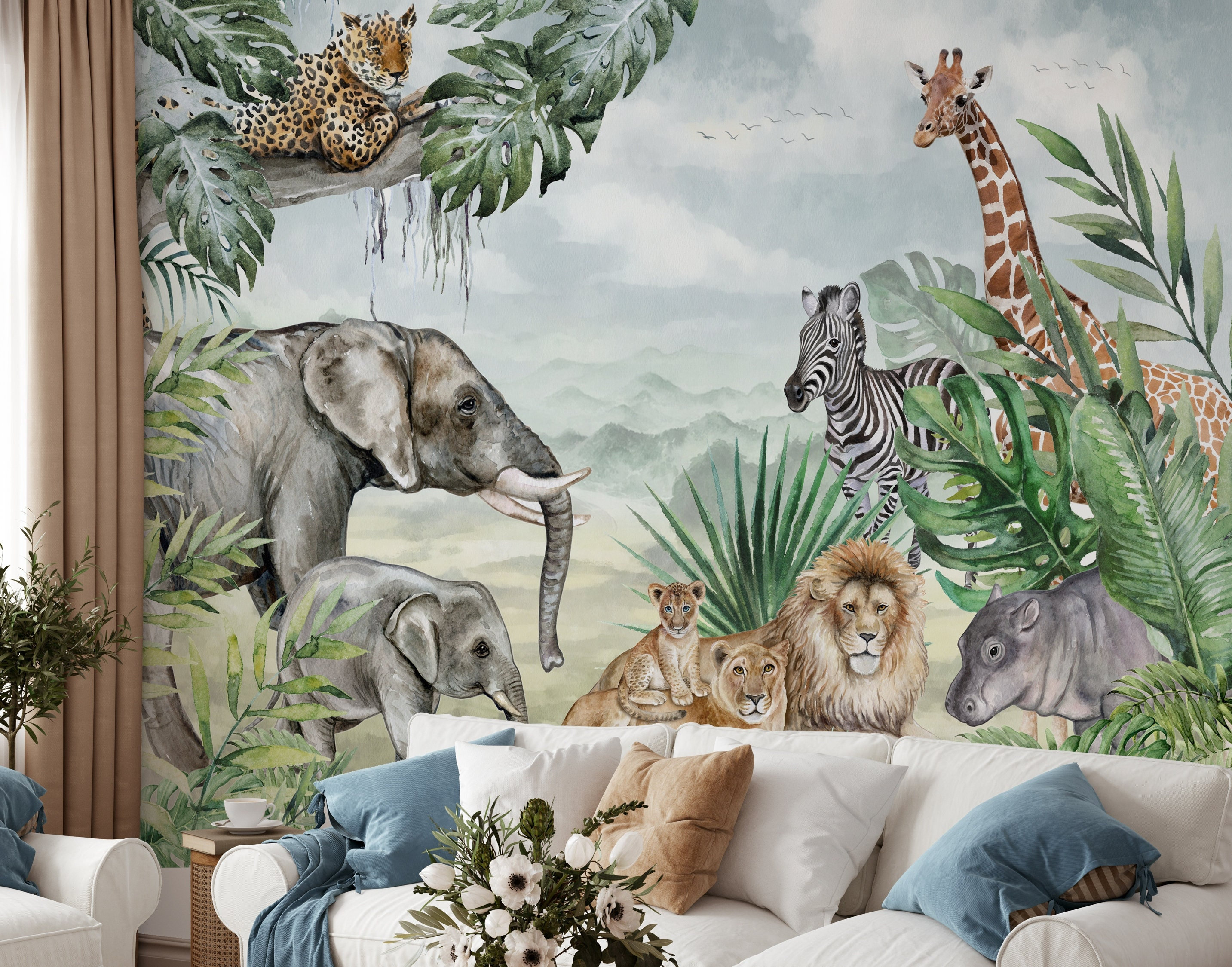 Jungle Wallpaper for Kids Room Safari Peel and Stick - Etsy Jungle Wallpaper for Kids Room Safari Peel and Stick - Etsy