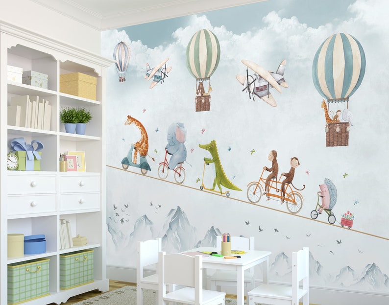Peel and Stick Wallpaper Kids Room Nursery Wallpaper Air - Etsy