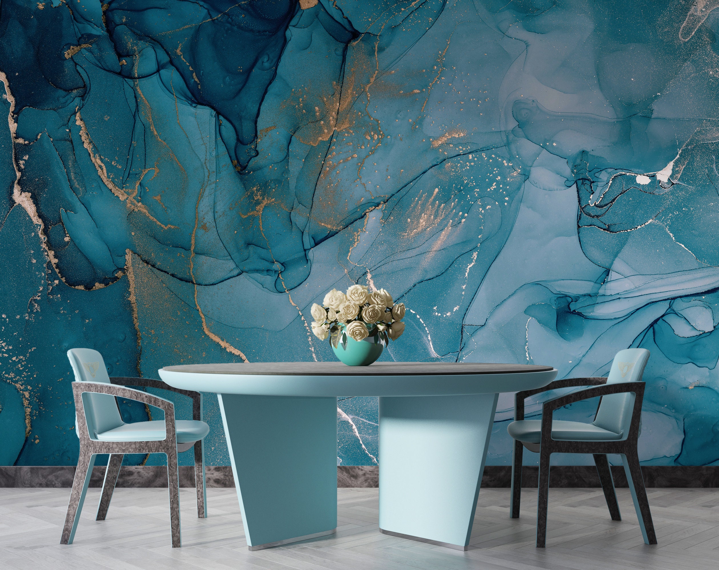 Papel pintado de mármol azul abstracto, mural de arte moderno, despegar y  pegar - Etsy México, image size:2519x2000