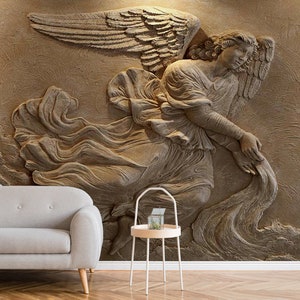 Carta da parati murale con personaggio mitologico 3D Angelo / Carta da parati staccabile e adesiva Angelo / Carta da parati per camera da letto / Carta da parati rimovibile / Carta da parati murale