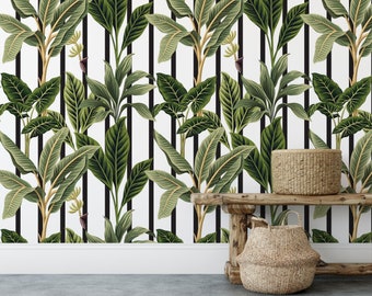 Banana Leaf Removable Wallpaper, Tropical Palm Peel and Stick