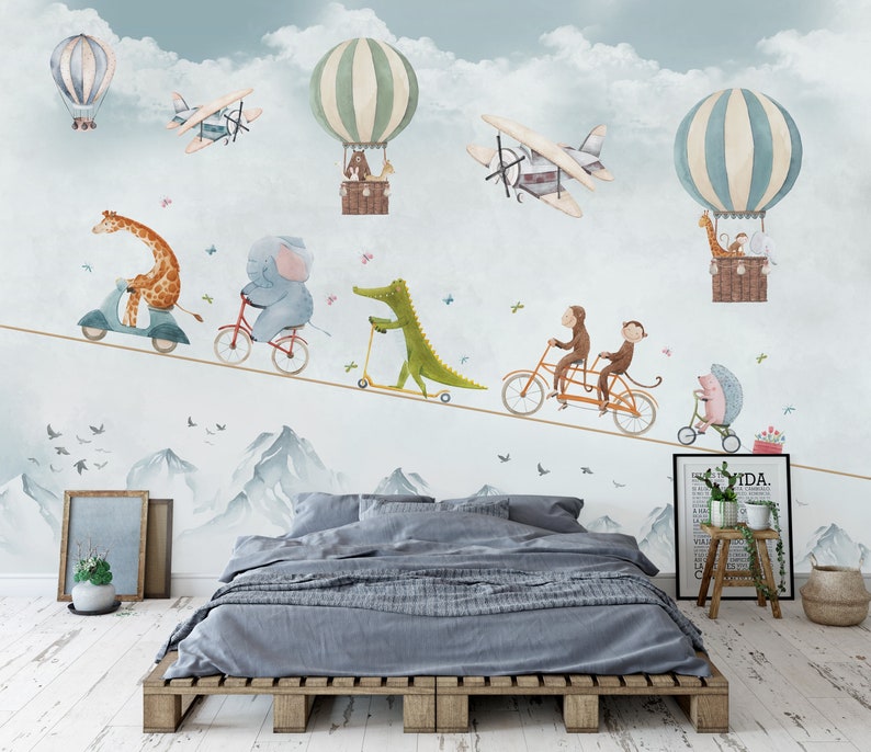 Peel and Stick Wallpaper Kids Room Nursery Wallpaper Air Etsy