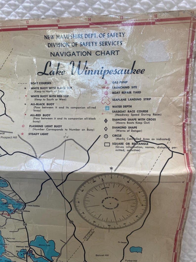 Laminated Navigation Map of Lake Winnipesaukee, New Hampshire Etsy