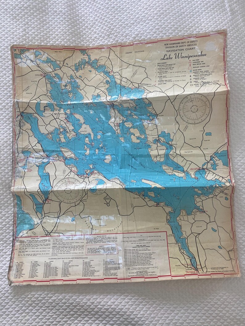 Laminated Navigation Map of Lake Winnipesaukee, New Hampshire Etsy