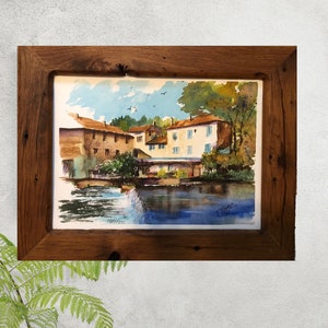 Provence France Villa on the River in Watercolor 9x12