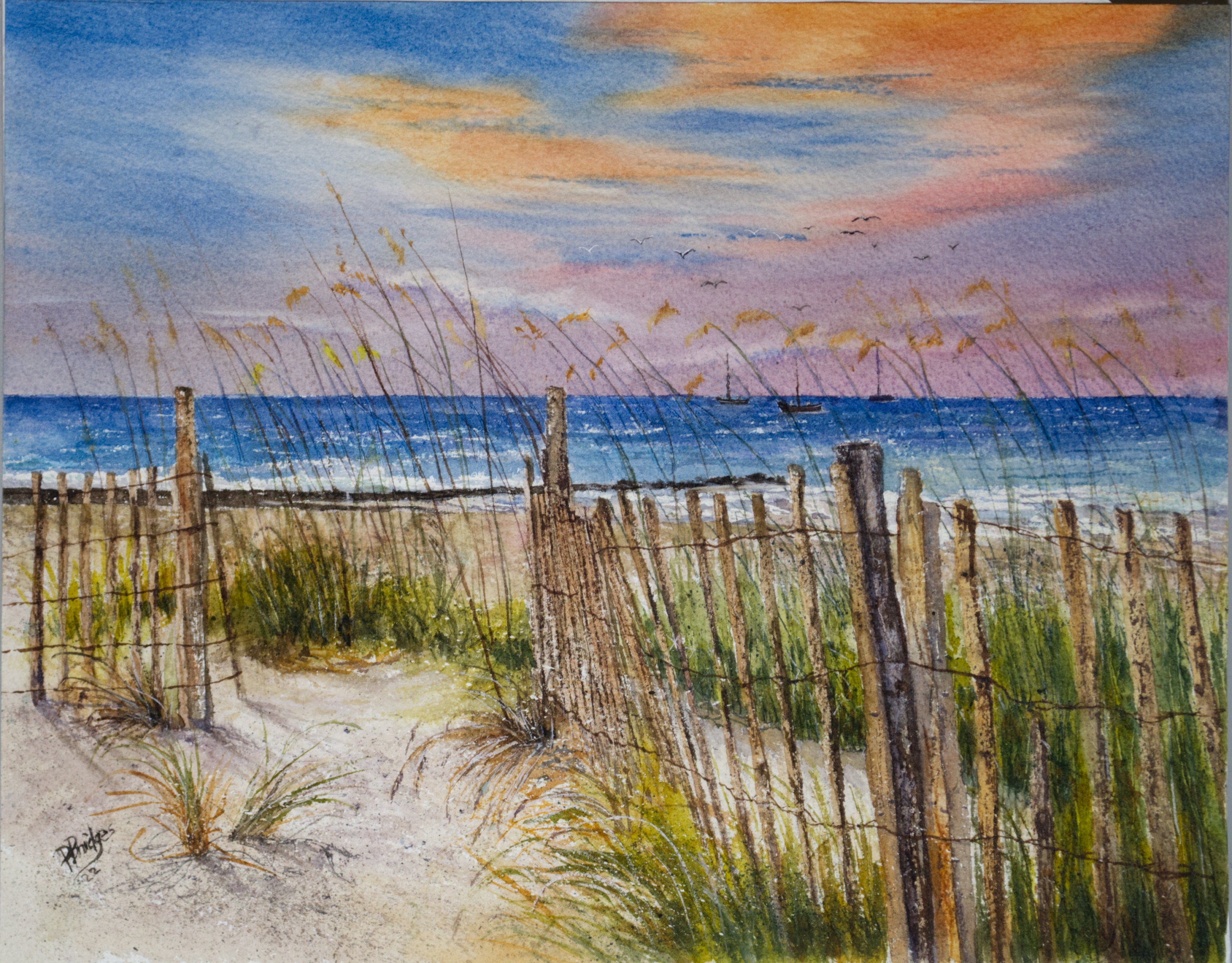 Summer Beach ~ Dune Path to the Beach Large 18 Mesh handpainted