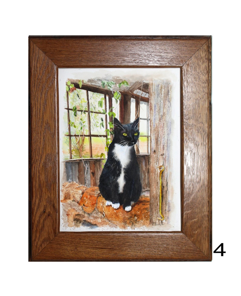 Black and White Tuxedo Cat in Watercolor, Original Framed Tuxedo Cat in ...
