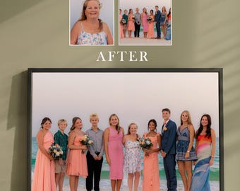 Custom Christmas Family Photo Edit, Add Deceased Loved One, Memorial Holiday Portrait (Digital File)