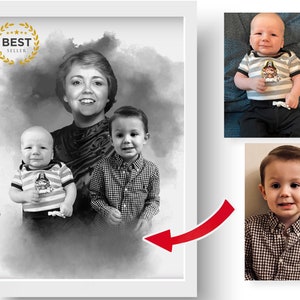 Ajouter un être cher décédé à la photo - Ajouter une personne à la photo - Portrait de famille à partir de différentes photos - Combiner des photos, cadeau pour papa et maman Ajouter quelqu'un