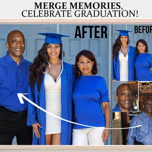 Custom Graduation Photo Merge - Personalized Family & Couple Portraits, Add Loved Ones, Unique Photo Editing Gift for Grads