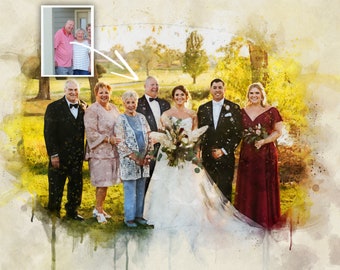 Add Deceased Loved One To Picture, Add Person To Photo, Combine Photos, Custom memorial gift, Gift for Dad Mom, Merge Photos Into Painting