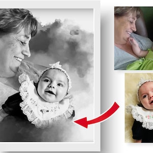 Add Deceased Loved One to Photo - personalized gifts - christmas gifts -drawing from photo-  birthday gifts for her and him