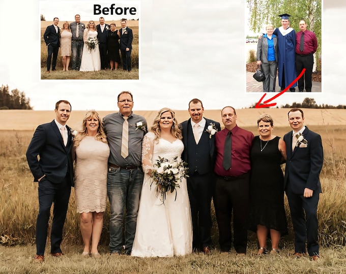photo merge or add people to photo, Add Deceased Loved One To Picture, Love one portrait , deceased love in photo , family photo collage