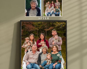Realistic Photo Merge, Add Deceased Loved One to Photo, Add Someone to Picture, Memorial Portrait, Christmas Gift for Mom and Father