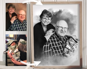 Add deceased someone to photo, Custom gift and memorial - Deceased loved one gift - Add Person to Photo - Combine Photos, Gift for Dad Mom