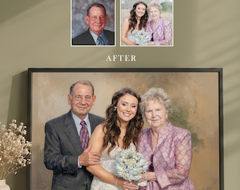 Add Loved One to Wedding Photo, Grandpa Memorial Wedding Portrait, Realistic Family Photo Merge Gift