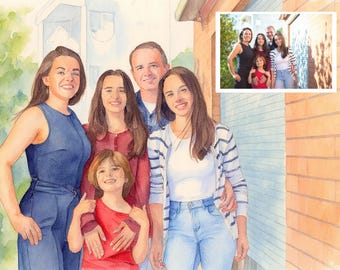 Portrait Painting From Photo - Personalized Family Painting – Hand Painted Style Gift- Custom Couple Love Family Wall Art - Ready To Hang