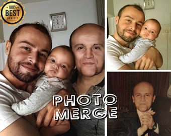 photo merge or add people to photo, Custom Portrait ,birthday gift, Add Deceased Loved One To Picture,combine photo,family portrait