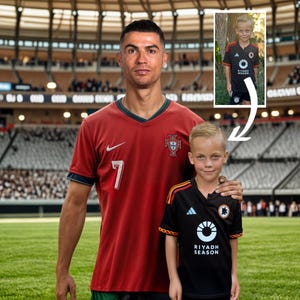 Custom Soccer Portrait with Ronaldo, Personalized Graduation Gift, Birthday Gift for Son, Soccer Lovers Gift, Fathers Day Gift, Soccer Art