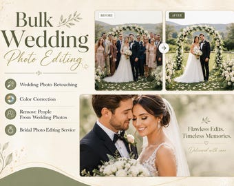 Bulk Wedding Photo Editing Service, Retouching, Color Correction, People Removal