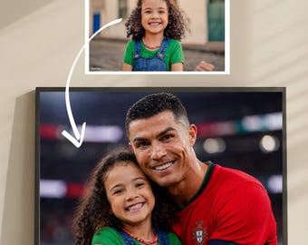 Custom Soccer Portrait with Ronaldo, Messi, Neymar, Mbappé, Haaland | Personalized Soccer Gift for Son, Birthday Gift Soccer Art Print