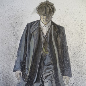 Watercolour painting Tommy shelby from the peaky blinders series