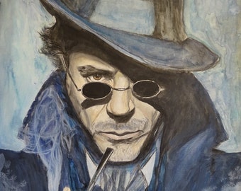 Sherlock Holmes watercolour painting