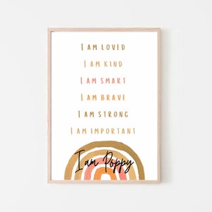 Rainbow Affirmations Print, Affirmations with Name, Positive, Kids Affirmation Print, Custom Affirmations, Gift for Kids, Printable