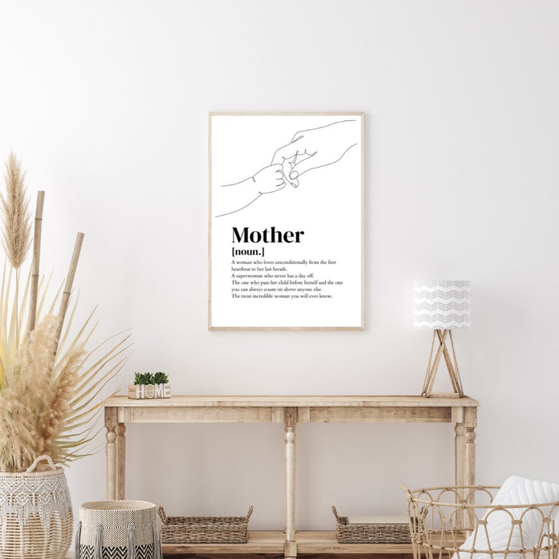 Mothers Day Gift, Digital Print, Mother Noun Print, Mum Quote, Gift for