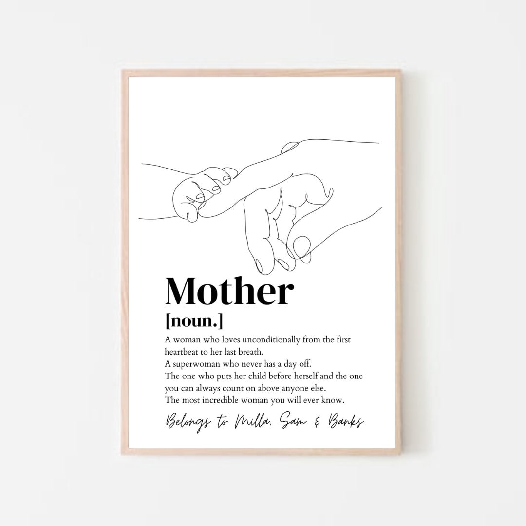Personalised Mothers Day Gift, Digital Print, Mother Noun Print, Mum