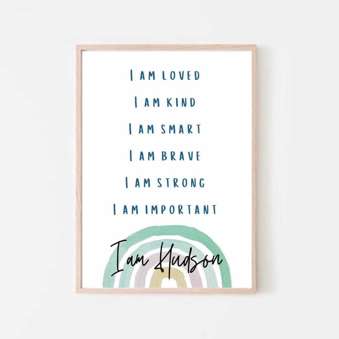 Rainbow Affirmations Print, Personalised Affirmations Print, Kids Affirmations Poster, Choose Own Affirmations, Gift for Kids, Printable