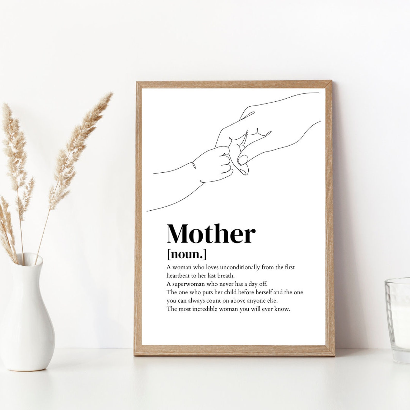 Mothers Day Gift, Digital Print, Mother Noun Print, Mum Quote, Gift for