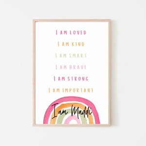 Rainbow Affirmations Print, Personalised Affirmations Print, Kids Affirmations Poster, Choose Own Affirmations, Gift for Kids, Printable